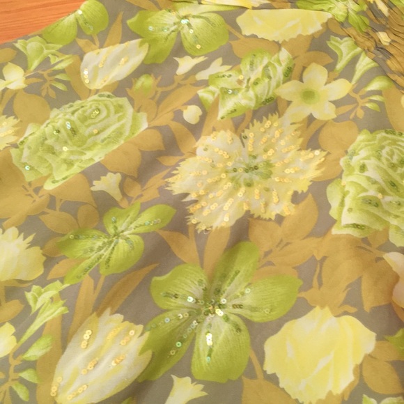 Chetta B. Ruched Floral Sequined Silk MIDI dress sz.2 - Picture 8 of 16